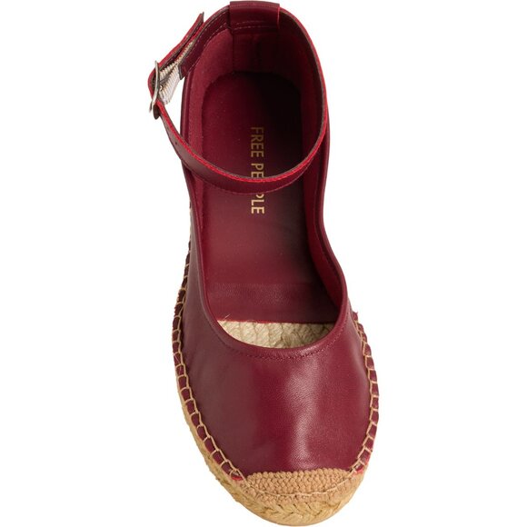 NEW Free People Made in Spain Mason Ballet Espadrille Flats Leather wine1125 4s2 - Picture 3 of 10